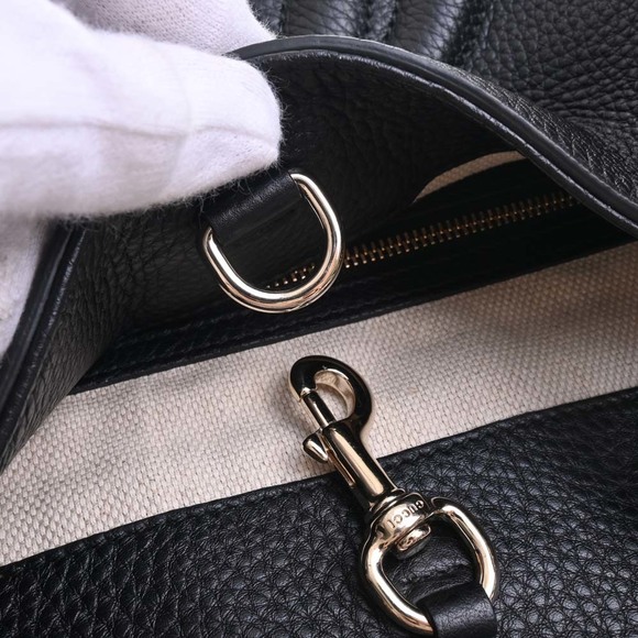 Gucci Soho G Leather Chain Tote Bag Black - Picture 7 of 9